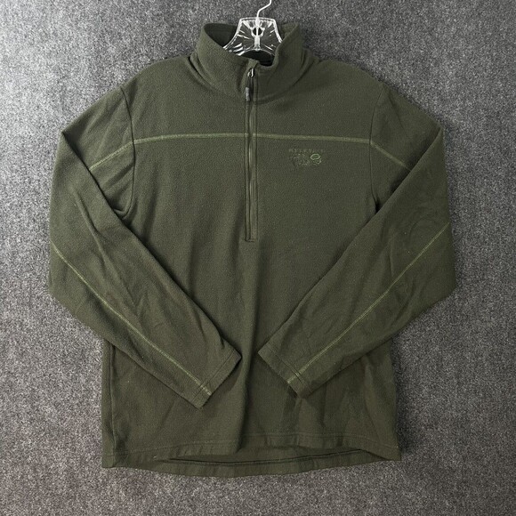 Mountain Hardwear Sweatshirt Men’s Medium Green Fleece Microchill 1/4 Zip Jacket - Picture 1 of 8